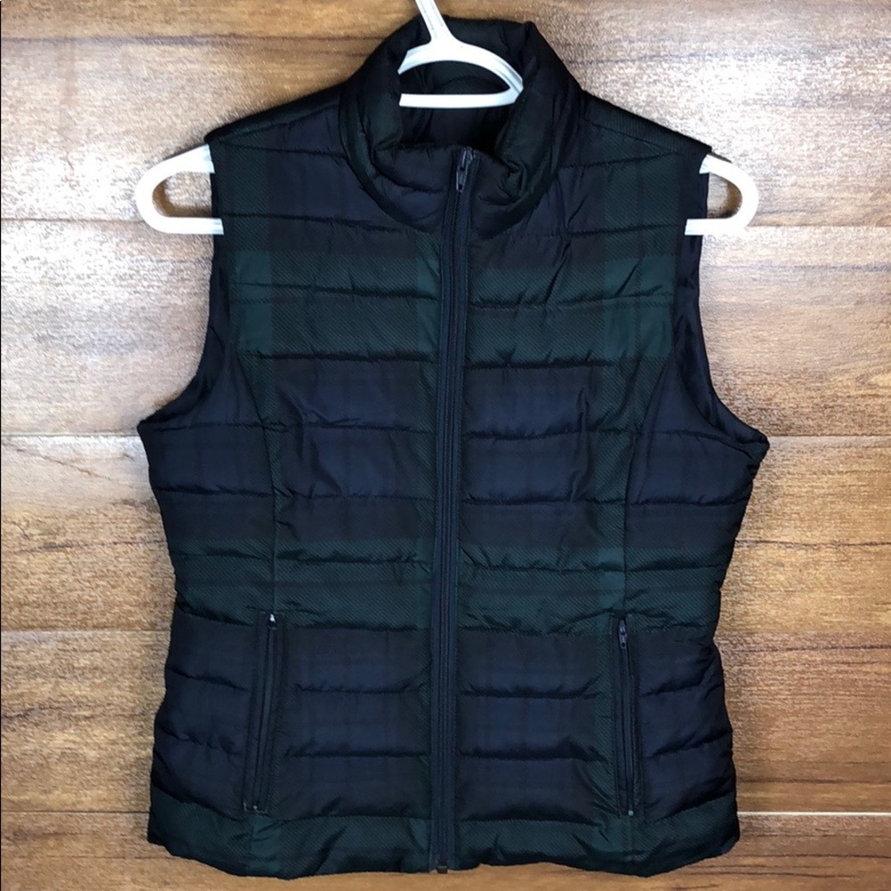 Colebrook puffer green and navy women vest,size :XS